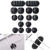 Derin Stok® Çok Amaçlı Kablo Tutucu Akrilik Güçlü Yapışkanlı Organizer Düzenleyici 16 Parça Set Kolay Ku - 1