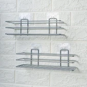 Derin Stok® Kendiliğinden Yapışkanlı Krom Paslanmaz Metal Şampuanlık Banyo Düzenleyici Raf - 2