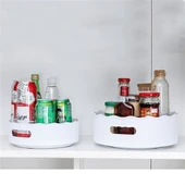 Derin Stok® 360 Derece Dönebilen Mekanizmalı Yuvarlak Tepsi Formlu Sunum ve Servis Organizer Tablası - 7
