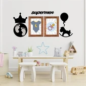 Derin Stok® DECO103 Supermen Dekoratif Duvar Süsü Tablo Aksesuar Ahşap Tasarım Hediye Pano Sticker Seti - 5