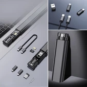 Derin Stok® Cep Tipi 60W Bas Aç Type-C,İphone Şarj,Micro USB Hızlı Şarj Data Kablo Seti - 1