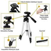 Derin Stok® Taşıma Çantalı 130 cm Profesyonel Alüminyum Kamera Tripodu - 10