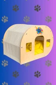 Ahşap Kedi Evi  Modern Tasarım, Rahat Yataklı, Portatif ve Şık Pet House - 4