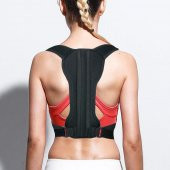 Kamburluk Önleyici Omuz Dik Duruş Korsesi Unisex Siyah Deri Desenli Kemerli Ayarlanabilir thumbnail 2