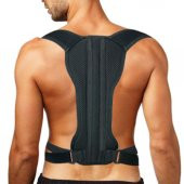 Kamburluk Önleyici Omuz Dik Duruş Korsesi Unisex Siyah Deri Desenli Kemerli Ayarlanabilir thumbnail 3