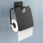 Derin Stok® Kendiliğinden Yapışkanlı Siyah Paslanmaz Metal Kapaklı Tuvalet Kağıtlığı Aparatı - 5