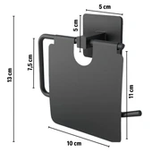 Derin Stok® Kendiliğinden Yapışkanlı Siyah Paslanmaz Metal Kapaklı Tuvalet Kağıtlığı Aparatı - 3