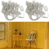 Derin Stok® 8 Fonksiyonlu 200 Led 10 Saçak Şerit Led 2x2 Perde İp Led  (Gün Işığı) - 9
