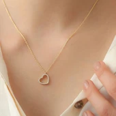 Vaoov 925 Ayar Gümüş Taşlı Modern Kalp Kolye thumbnail 2