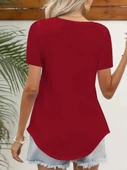Lucky Life Kadın Kısa Kollu Kare Lazer Yakalı Janjan Krep Bluz - 3