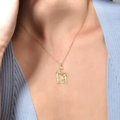 14 Ayar Altın Kaplama Anne ve İki Kız Çocuk Aile Aşk Gümüş Kolye - CN00445 thumbnail 3