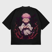 Oversize 'Chibi Sukuna' Baskılı T-Shırt - 3