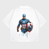Oversize 'Captain America' Baskılı T-Shırt - 1