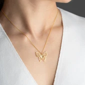 Vaoov 925 Ayar Gümüş Kelebek Kolye thumbnail 1