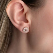 Vaoov 925 Ayar Gümüş Taşlı Düğme Küpe thumbnail 4