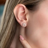 Vaoov 925 Ayar Gümüş Taşlı Düğme Küpe thumbnail 1