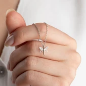 Vaoov 925 Ayar Gümüş Minimal Yusufçuk Kolye thumbnail 1