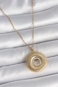 316L Çelik Gold Renk Zincir Zirkon Taşlı Nova Yıldız Model Kadın Kolye - TJ-BKO10047 - 1