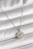 Gümüş Renk Zincir Zirkon Taşlı Kalp İşlemeli Madalyon Model Kadın Kolye - EBJ250501W32725 thumbnail 1