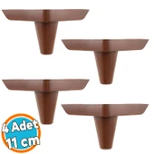 Mobilya Kanepe Sehpa Puf Koltuk Ayağı 11 cm Kahverengi Ahşap Desenli Baza Ayak 4 Adet thumbnail 1