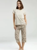 Arnetta Kadın Bej Kısa Kol Pijama Takım 3301 - 1