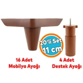 Mobilya Koltuk Kanepe Tv Ünitesi Destek Ayağı 11 cm Ahşap Desenli Ayakları 20'li Set thumbnail 1