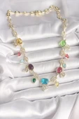 Pirinç Gold Renk Renli Zirkon Taşlı VIP Seri Kadın Kolye - EBJ250501W32782 thumbnail 2