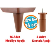 Mobilya Koltuk Kanepe Tv Ünitesi Yükseltme Destek Ayağı 14 cm Kahve Ayakları 20'li Set - 1