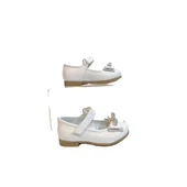 Fiyra 8013 Beyaz Rugan Taşlı Kurdeleli Cırtlı Bebe Babet - 2