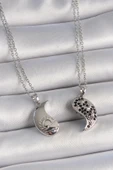 Gümüş Renk Zincir Zirkon Taşlı Ying Yang Model Gün Batımı İşlemeli Arakdaşlık Kadın Kolye - EBJ250501W33566 thumbnail 2