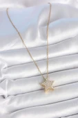 Gold Renk Zincir Zirkon Taşlı Yıldız Model Kadın Kolye - EBJ250501W33579 thumbnail 2