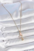 Gold Renk Zincir Damla Zirkon Taşlı Kelebek Model Sallantı Detay Kadın Kolye - EBJ250501W33591 thumbnail 2