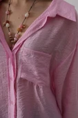 Cepli Oversize Gömlek - Pembe thumbnail 4