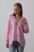 Cepli Oversize Gömlek - Pembe thumbnail 2