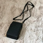 Vakko Desenli Çok Bölmeli Siyah Kadın Telefon ve Omuz Çantası - 8