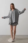 Geniş Manşet Detaylı Gömlek - Gri thumbnail 2