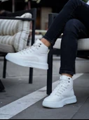 ET0321 Gizli Bağcıklı Erkek Yüksek Taban Beyaz Spor Bot thumbnail 2