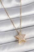 Gold Renk Zincir Zirkon Taşlı Yıldız Model Kadın Kolye - EBJ250501W33579 thumbnail 1