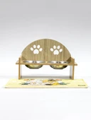 Ahşap Özel İsim Baskılı, Oval Kedi Köpek Mama Su Kabı Standı, Metal Suluk, Kedi Köpek Halısı - 3