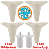 Mobilya Tv Ünitesi Çekyat Koltuk Kanepe Baza Destek Ayağı Ayakları 12 Cm Krem Ayak 6'lı Set thumbnail 1