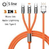 S Line USB to Lightning,Type C, Micro USB Kablo 1,2 metre (3in1) thumbnail 2