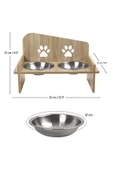 Ahşap Özel İsim Baskılı, Kare Kedi Köpek Mama Su Kabı Standı, Metal Suluk, Kedi Köpek Halısı - 7