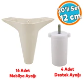 Mobilya Kanepe Koltuk TV Ünitesi Yükseltici Destek Ayağı Ayakları 12 cm Krem 20'li Set thumbnail 1