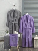 %100 Pamuklu Daily 8 Parça Aile Bornoz Seti Bornoz Takımı Çeyiz Seti - 1