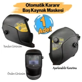 Güneş Enerjili Pilli Otomatik Kararan Baş Maskesi Siperlik Kartuşlu Kaynak Gözlüğü Ayarlanabilir - 1