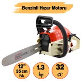 Benzinli Odun Kesme Hızar Ağaç Orman Biçme Testeresi Motoru 35 cm 1.3 Hp 32 cc İthal Motorlu Testere - 1