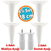 Mobilya Tv Ünitesi Koltuk Kanepe Konsol Destek Ayağı Ayakları 18 Cm Beyaz M8 6'lı Set thumbnail 1