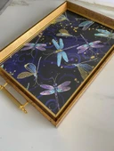 Desenli Çay Tepsisi ,lüx Çay Tepsisi,sunum Tepsisi Desenli - 5