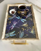 Desenli Çay Tepsisi ,lüx Çay Tepsisi,sunum Tepsisi Desenli - 3