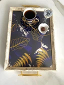 Desenli Çay Tepsisi ,lüx Çay Tepsisi,sunum Tepsisi Palmiye - 1